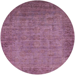 Round Mid-Century Modern Raspberry Purple Oriental Rug, urb1557