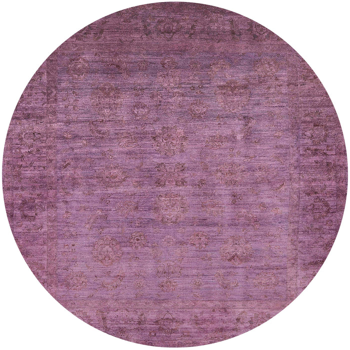 Round Mid-Century Modern Raspberry Purple Oriental Rug, urb1557