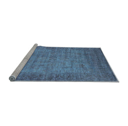 Sideview of Machine Washable Oriental Light Blue Industrial Rug, wshurb1557lblu