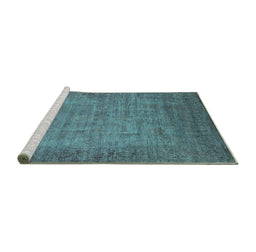 Sideview of Machine Washable Oriental Turquoise Industrial Area Rugs, wshurb1557turq