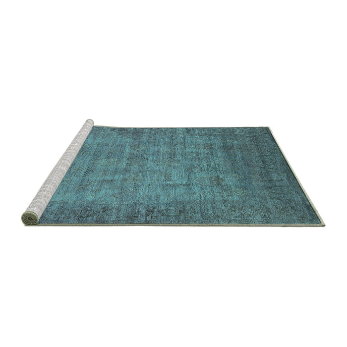 Sideview of Machine Washable Oriental Turquoise Industrial Area Rugs, wshurb1557turq