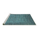 Sideview of Machine Washable Oriental Turquoise Industrial Area Rugs, wshurb1557turq