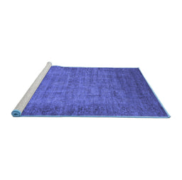 Sideview of Machine Washable Oriental Blue Industrial Rug, wshurb1557blu