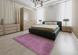 Mid-Century Modern Raspberry Purple Oriental Rug in a Bedroom, urb1557