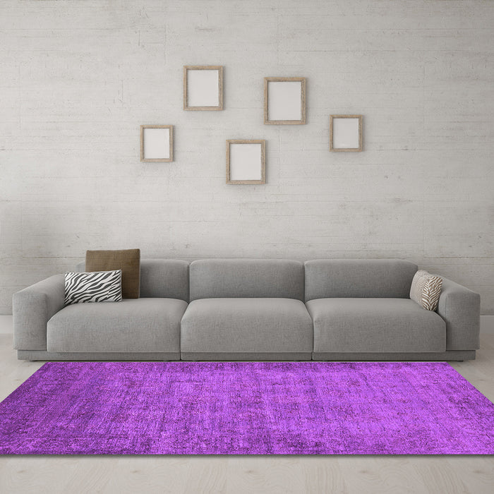 Machine Washable Oriental Purple Industrial Area Rugs in a Living Room, wshurb1557pur