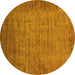 Round Machine Washable Oriental Yellow Industrial Rug, wshurb1557yw