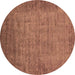 Round Oriental Brown Industrial Rug, urb1557brn