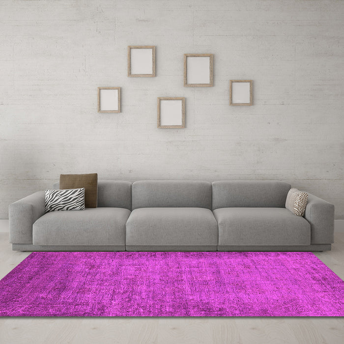 Machine Washable Oriental Pink Industrial Rug in a Living Room, wshurb1557pnk
