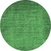 Round Oriental Emerald Green Industrial Rug, urb1557emgrn