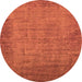 Round Machine Washable Oriental Orange Industrial Area Rugs, wshurb1557org