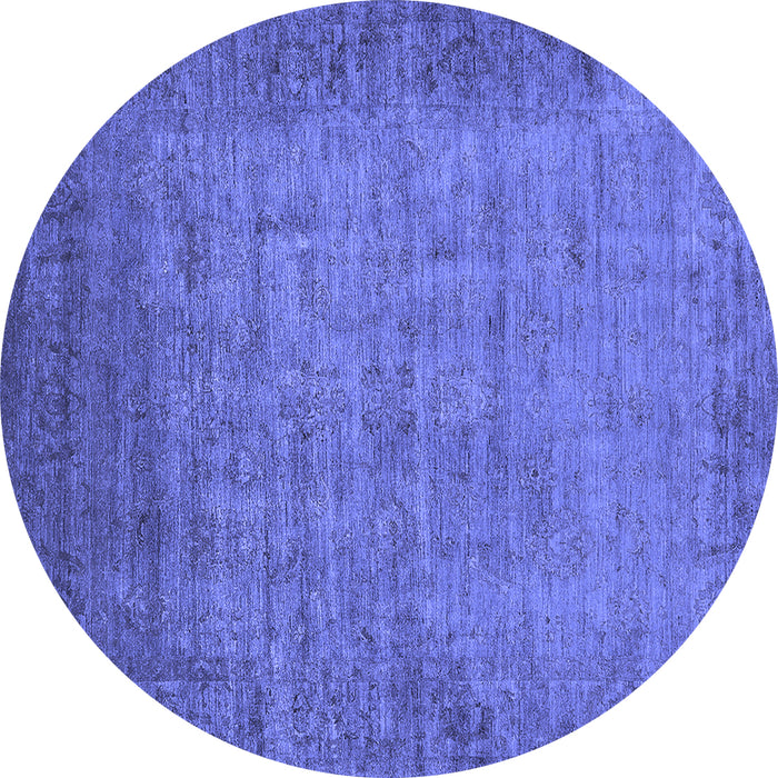 Round Oriental Blue Industrial Rug, urb1557blu