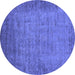 Round Oriental Blue Industrial Rug, urb1557blu