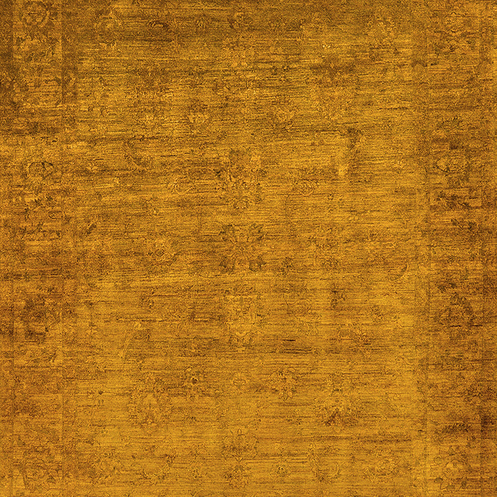 Machine Washable Oriental Yellow Industrial Rug, wshurb1557yw