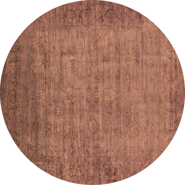 Round Machine Washable Oriental Brown Industrial Rug, wshurb1557brn