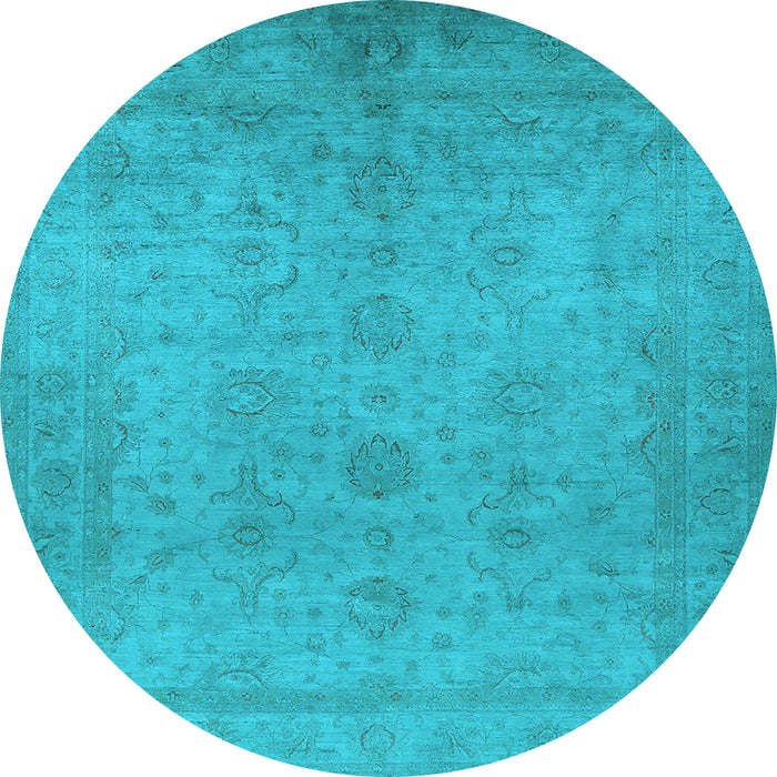 Round Oriental Light Blue Industrial Rug, urb1558lblu