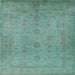 Square Mid-Century Modern Green Oriental Rug, urb1558