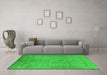 Machine Washable Oriental Green Industrial Area Rugs in a Living Room,, wshurb1558grn