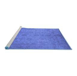 Sideview of Machine Washable Oriental Blue Industrial Rug, wshurb1558blu