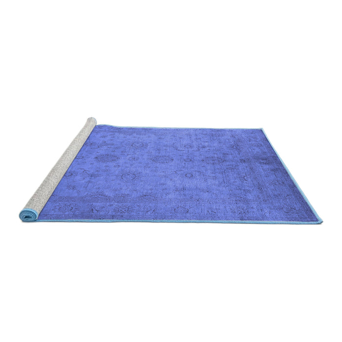 Sideview of Machine Washable Oriental Blue Industrial Rug, wshurb1558blu
