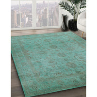 Mid-Century Modern Green Oriental Rug, urb1558