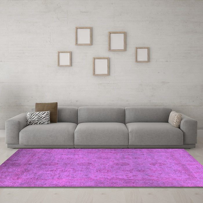 Machine Washable Oriental Pink Industrial Rug in a Living Room, wshurb1558pnk