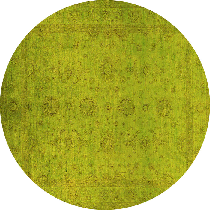 Round Oriental Yellow Industrial Rug, urb1558yw