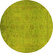 Round Oriental Yellow Industrial Rug, urb1558yw