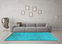 Machine Washable Oriental Light Blue Industrial Rug, wshurb1558lblu