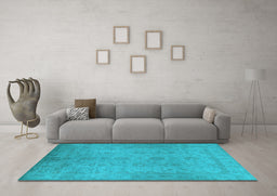 Machine Washable Oriental Light Blue Industrial Rug in a Living Room, wshurb1558lblu