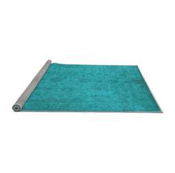 Sideview of Machine Washable Oriental Light Blue Industrial Rug, wshurb1558lblu