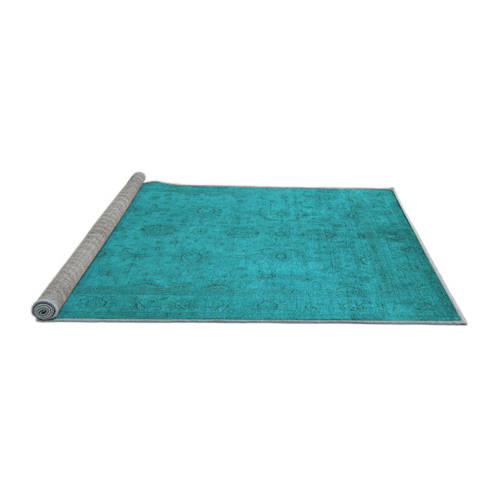 Sideview of Machine Washable Oriental Light Blue Industrial Rug, wshurb1558lblu