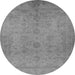 Round Machine Washable Oriental Gray Industrial Rug, wshurb1558gry