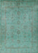 Machine Washable Industrial Modern -Sea Green Rug, wshurb1558