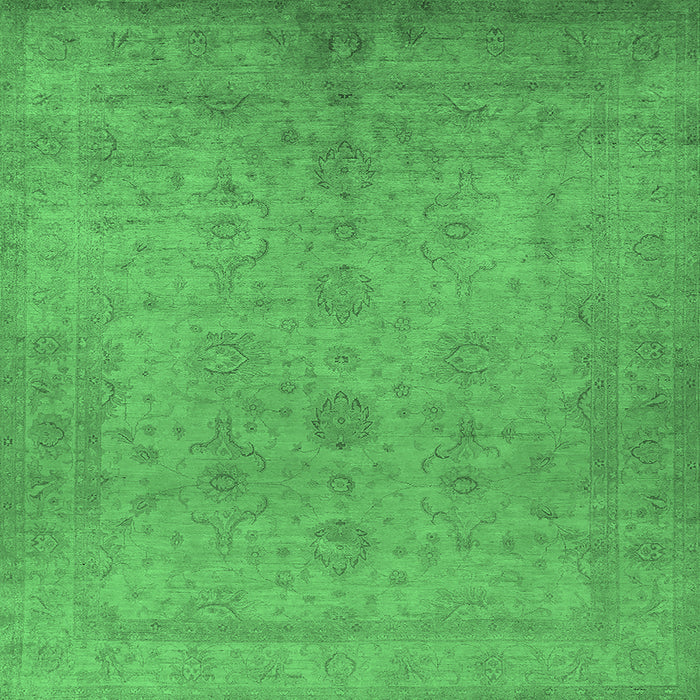 Square Machine Washable Oriental Emerald Green Industrial Area Rugs, wshurb1558emgrn
