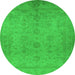 Round Oriental Green Industrial Rug, urb1558grn