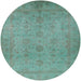 Round Machine Washable Industrial Modern -Sea Green Rug, wshurb1558