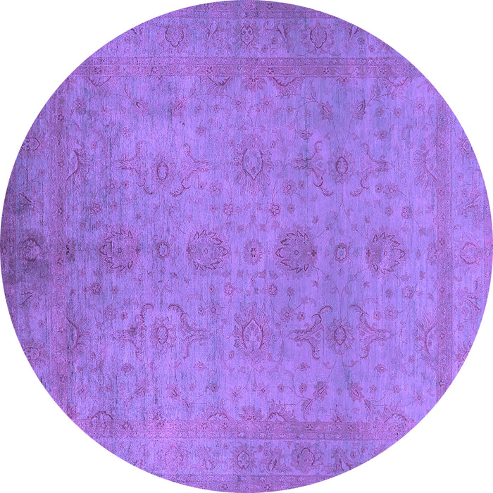 Round Machine Washable Oriental Purple Industrial Area Rugs, wshurb1558pur