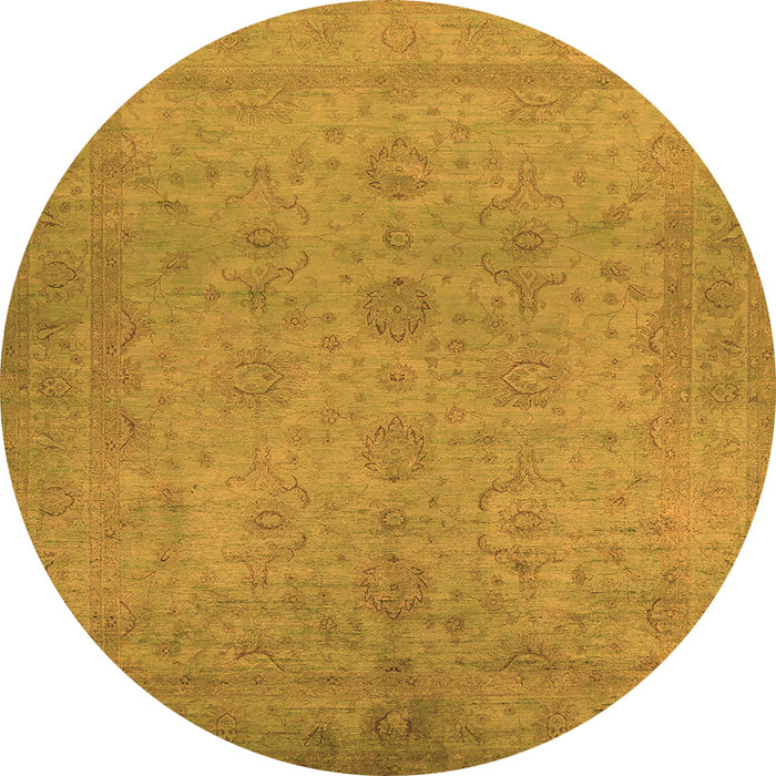Round Machine Washable Oriental Orange Industrial Area Rugs, wshurb1558org
