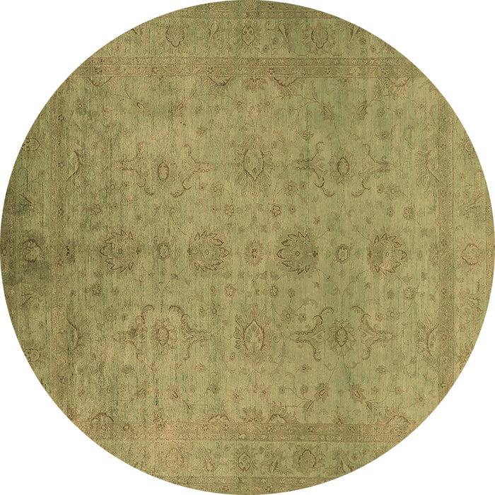 Round Oriental Brown Industrial Rug, urb1558brn