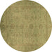 Round Oriental Brown Industrial Rug, urb1558brn