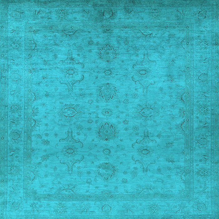 Square Machine Washable Oriental Light Blue Industrial Rug, wshurb1558lblu