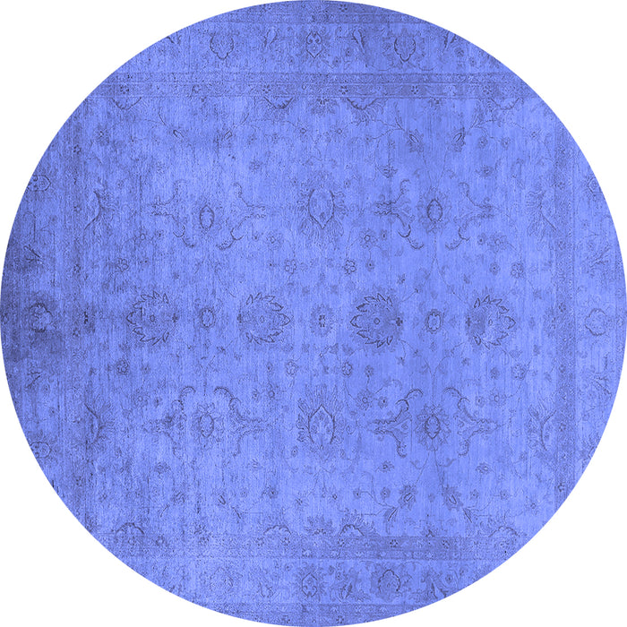 Round Oriental Blue Industrial Rug, urb1558blu