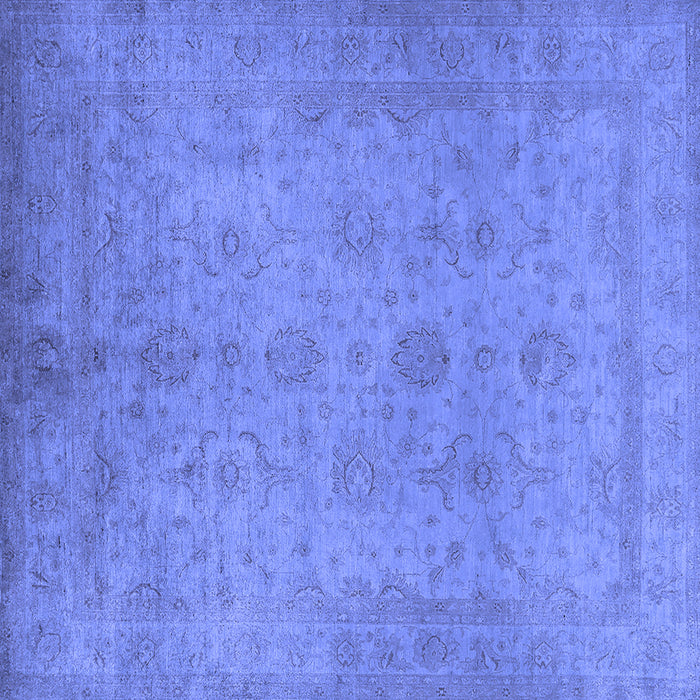 Square Machine Washable Oriental Blue Industrial Rug, wshurb1558blu