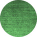 Round Oriental Emerald Green Industrial Rug, urb1559emgrn