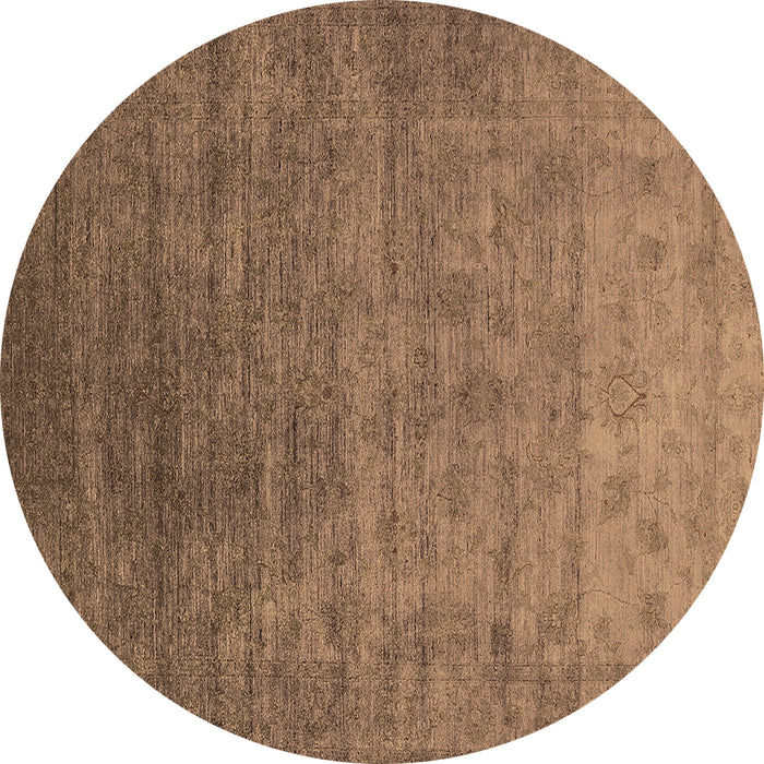 Round Machine Washable Oriental Brown Industrial Rug, wshurb1559brn