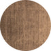 Round Machine Washable Oriental Brown Industrial Rug, wshurb1559brn