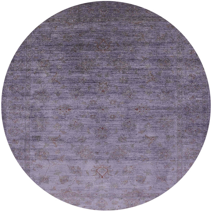 Round Mid-Century Modern Purple Oriental Rug, urb1559