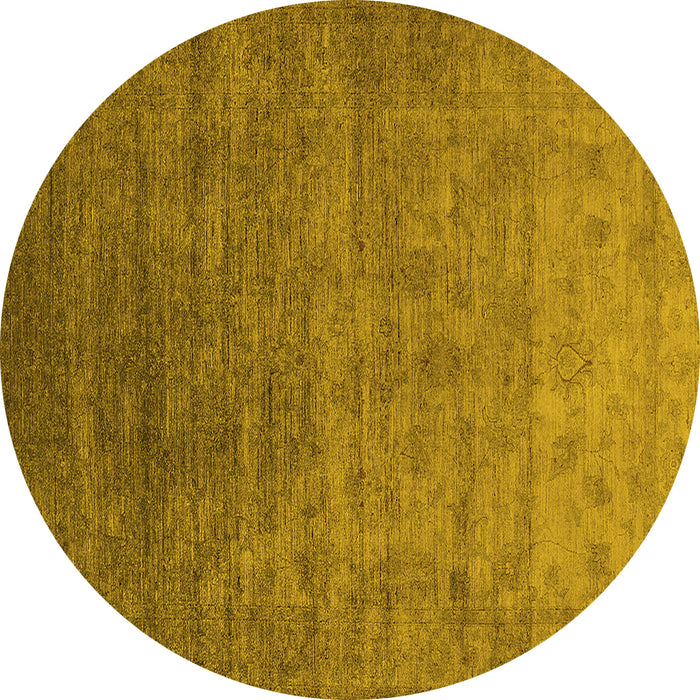 Round Oriental Yellow Industrial Rug, urb1559yw