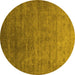 Round Oriental Yellow Industrial Rug, urb1559yw