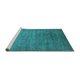 Sideview of Machine Washable Oriental Turquoise Industrial Area Rugs, wshurb1559turq